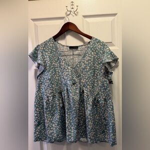 SHEIN Blue Floral Shirt